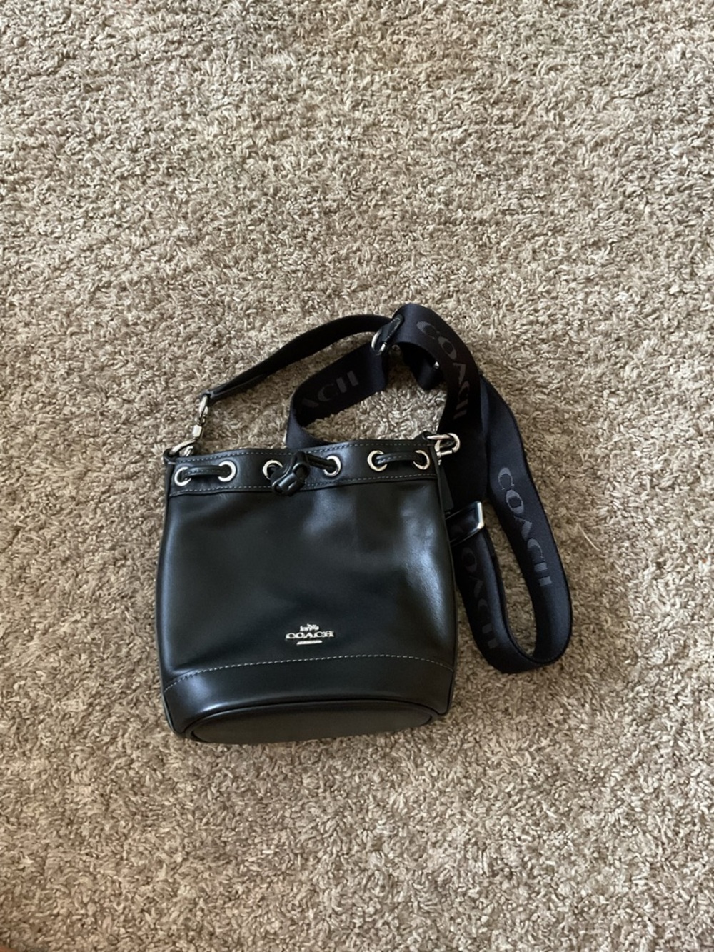 Coach Black Leather Mini Bucket Bag Crossbody - Picture 5 of 6